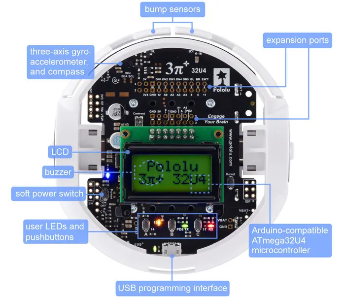 Robot Pololu 3pi + 32U4 - Assemblé Hyper Edition (moteurs HPCB 15: 1) - Cliquez pour agrandir