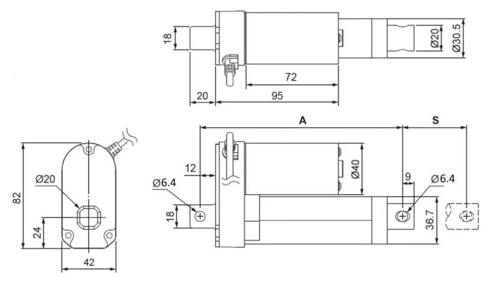 Pololu Glideforce High-Speed LD Linear Actuator w/ Feedback, 12kgf, 12In Stroke, 12V - Click to Enlarge