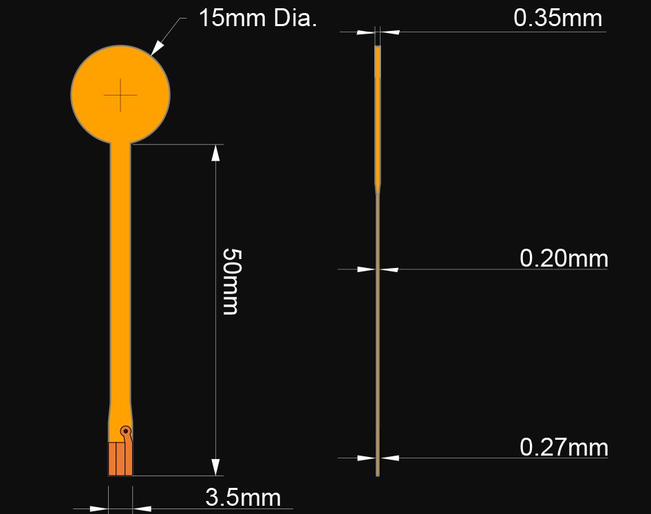 Sensor de Fuerza Capacitivo Calibrado de 8mm 1N (0,22lb) - Haga Clic para Ampliar