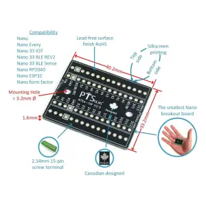 PTSolns Planche de connexion BoB Adaptateur d'expansion pour planche de développement Microcontrôleur Nano (Nano, NTEA-SM)