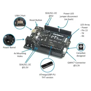 PTSolns Carte de Développement Microcontrôleur UNO R3+ ATmega328P (Compatible Arduino)