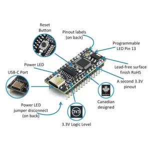 PTSolns Nano Flip 3V3 Microcontrôleur ATmega328P Carte de Développement 3,3V Niveau Logique Compatible Arduino Nano