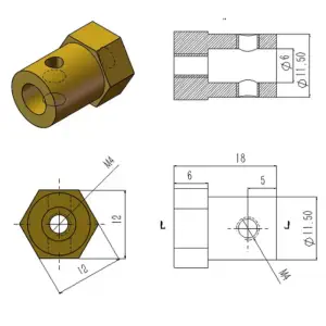 6mm Hexagonal Couplers for Rubber Wheels (Pair)