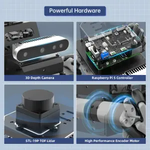 Hiwonder Raspberry Pi 5 Robot Car MentorPi M1 Mecanum-wheel Chassis ROS2 Support SLAM & Autonomous Driving (Depth Camera/with Raspberry Pi 5 4GB)
