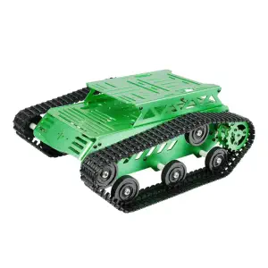 Chasis de Coche Tanque Hiwonder Kit Robot Amortiguador c/ Motor de Engranajes DC para Arduino/ Raspberry Pi/ Jetson Nano Kit de Aprendizaje de Coche Robótico de Bricolaje (Verde/c/ Motor Codificador de Engranajes DC)