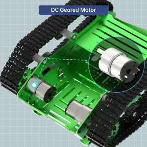 Chasis de Coche Tanque Hiwonder Kit Robot Amortiguador c/ Motor de Engranajes DC para Arduino/ Raspberry Pi/ Jetson Nano Kit de Aprendizaje de Coche Robótico de Bricolaje (Verde/c/ Motor Codificador de Engranajes DC)