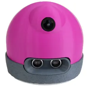 Robot apprenant AlphAI pour enseigner l'IA (Violet).