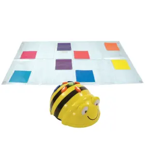 TTS Bee-Bot Programmable Robot with Transparent Pocket Mat 4x6  - See & Say Version - Educational STEM Learning Coding Robotics for Kids Age 3+