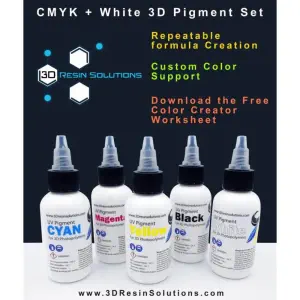 Set de Pigmentos 3D CMYK + Blanco de 3D Resin Solutions para Colores de Resina Personalizados