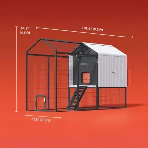 Smart Coop with Steel Run – Weatherproof, Predator-Proof Chicken Coop with Dual Smart Cameras, Automatic Door, Solar Optional for 4-6 Chickens