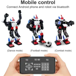 Humanoid Robot, Smart Boxing, Football, Dancing Robot, Graphical Programmable with Phone and Windows PC App, DIY Armored RC Robot with servo Lights