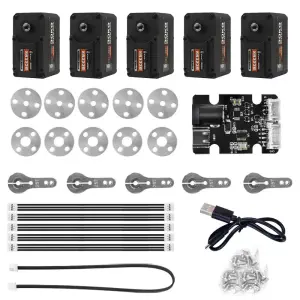 5PCS Serial Bus Servo with Metal Gear, 360° Rotation, Programmable for Robot Arm, Biped Robot, DIY Robotics Projects, TTL/UART Control, 30KG High Torque, Smart Servo with Debug Board