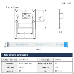 RDK X3 Camera Module With 77° FOV  and Acrylic bracket
