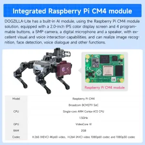 Yahboom DOGZILLA-Lite 15DOF AI Large Model Bionic Robot Dog Powered by Raspberry Pi CM4 Module