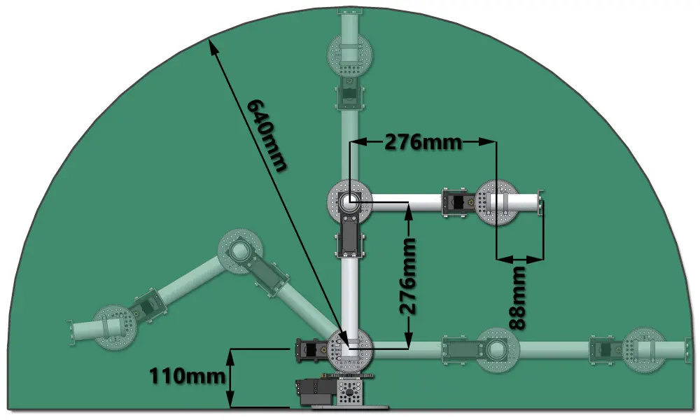 RobotShop M100RAK Robotic Arm Kit Dimensions