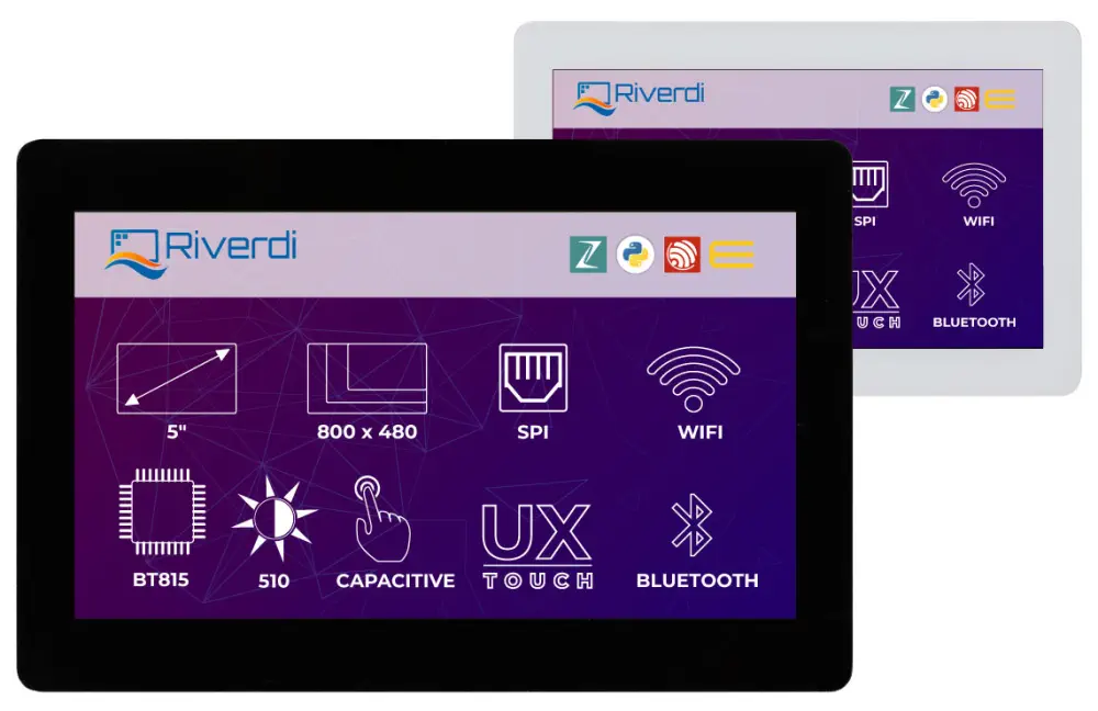 Riverdi IoT Display 5" Kapazitiver BT815 uxTouch (Schwarz) - Zum Vergrößern klicken