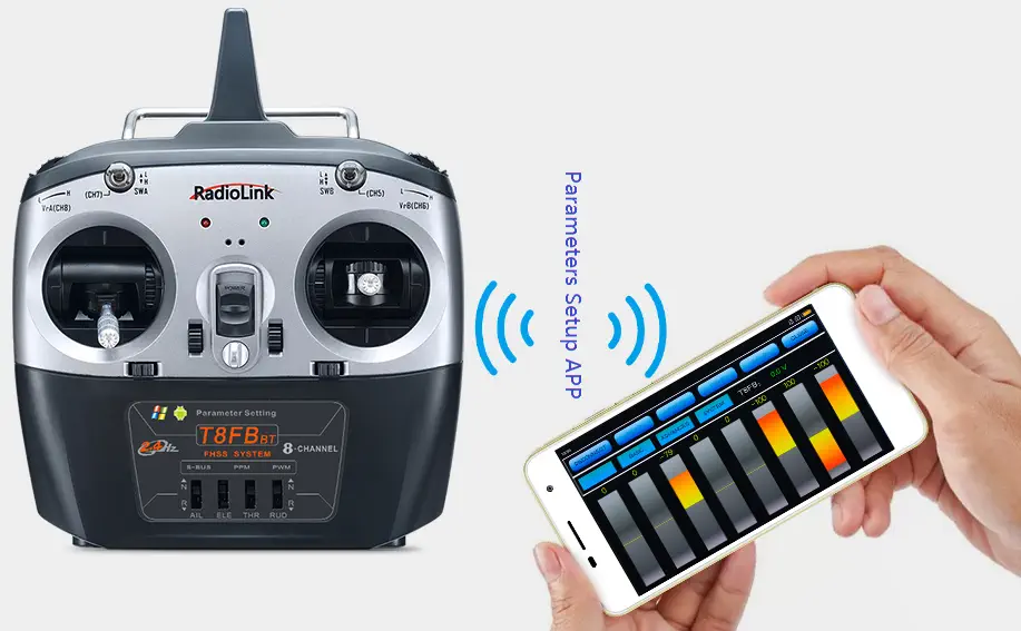 Transmisor RadioLink T8FB (BT) de 2,4GHz 8CH c/ Receptor R8EF 8CH - Haga Clic para Ampliar