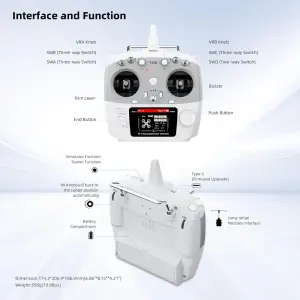 RadioLink T12D 12CH 2.4GHz Transmitter w/ R12F Receiver Long Range 800m Low Latency