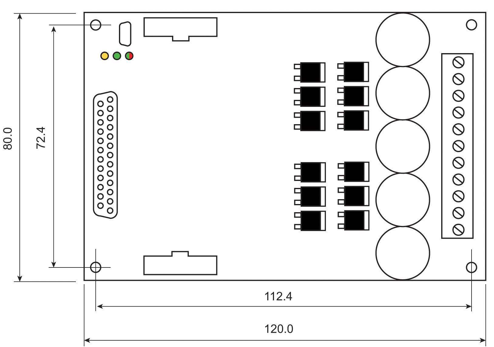 SDC3260 60V 3x15A Brushed DC Motor Controller- Click to Enlarge