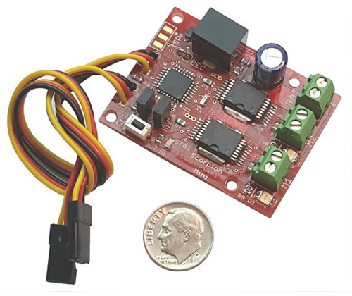 Scorpion Mini Dual 6.5A 6V to 28V R/C DC Motor Driver- Click to Enlarge