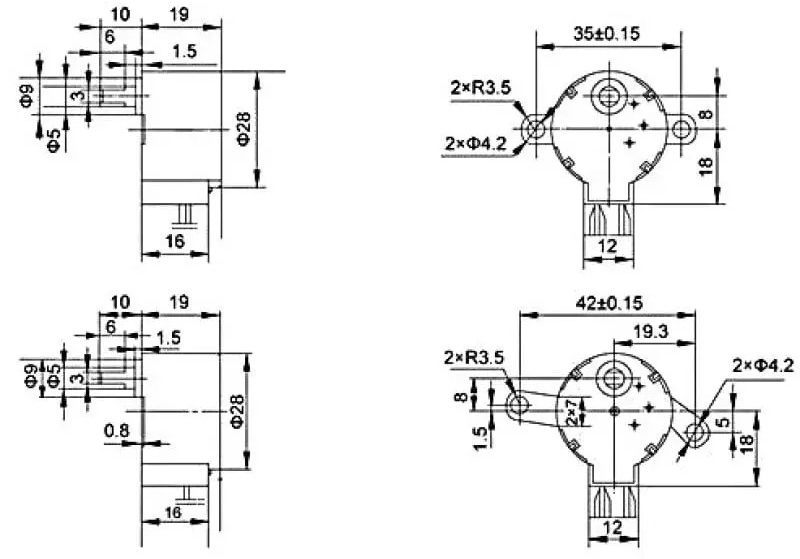 28BYJ-48-64 64:1 Stepper Gearmotor - Click to Enlarge