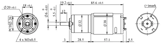 Motorreductor Planetario 12V; 437 RPM; 305,5 oz-in – Haga clic para ampliar