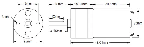 Moteur à engrenages en métal Econ 12 V 485 RPM - Cliquez pour agrandir