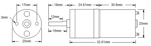 Moteur à engrenages en métal Econ 12 V 56 RPM - Cliquez pour agrandir