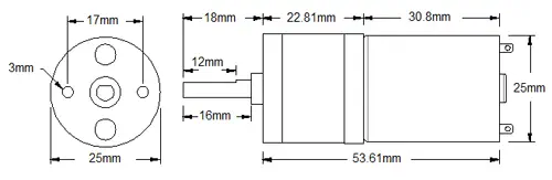 Moteur à engrenages planétaires 12 V, 170 tours/min - Cliquez pour agrandir