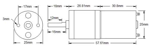 Motor Reductor Econ de 12V y 25RPM - Haga clic para ampliar