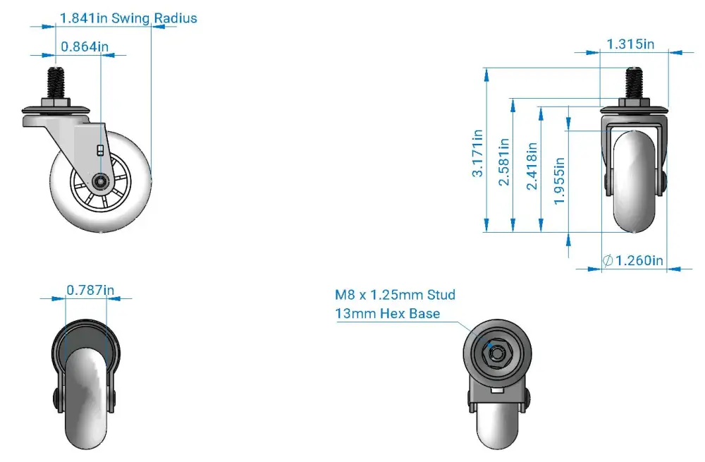 2" Swivel Caster Wheel