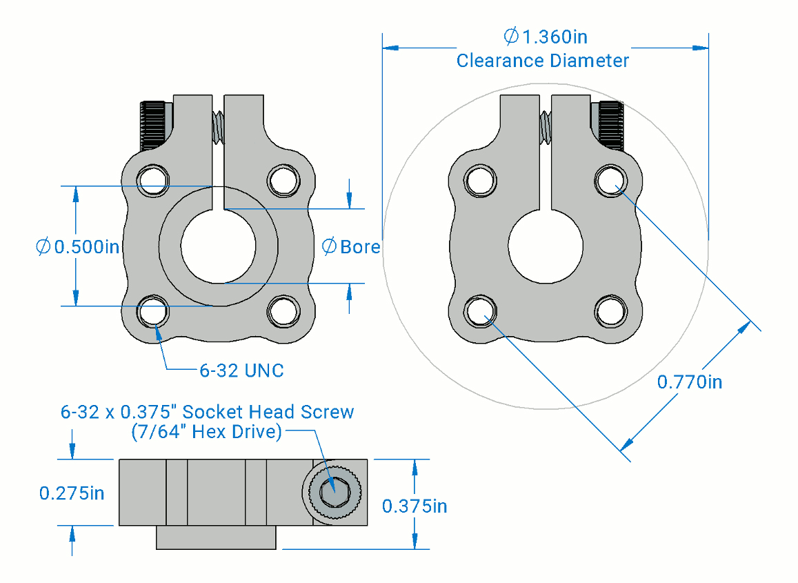 8mm Clamping Hub, 0.770-Inch Pattern - Click to Enlarge