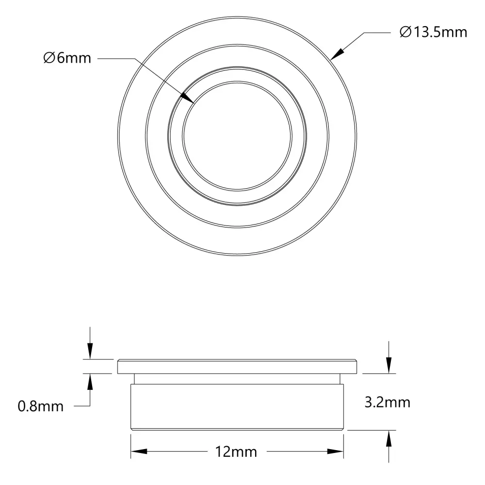 Roulements à billes à bride Actobotics 6 mm ID x 12 mm OD (2pk) - Cliquez pour agrandir