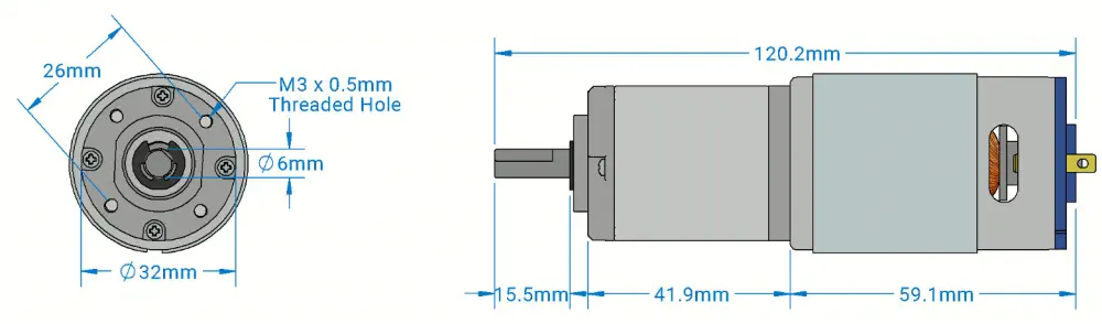 Motorreductor Planetario 12V, 32RPM 2985.8oz-in HD ServoCity - Haga clic aquí para agrandar