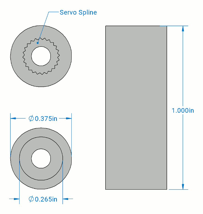 0.375" x 1.00" Servo Shaft - Click to Enlarge