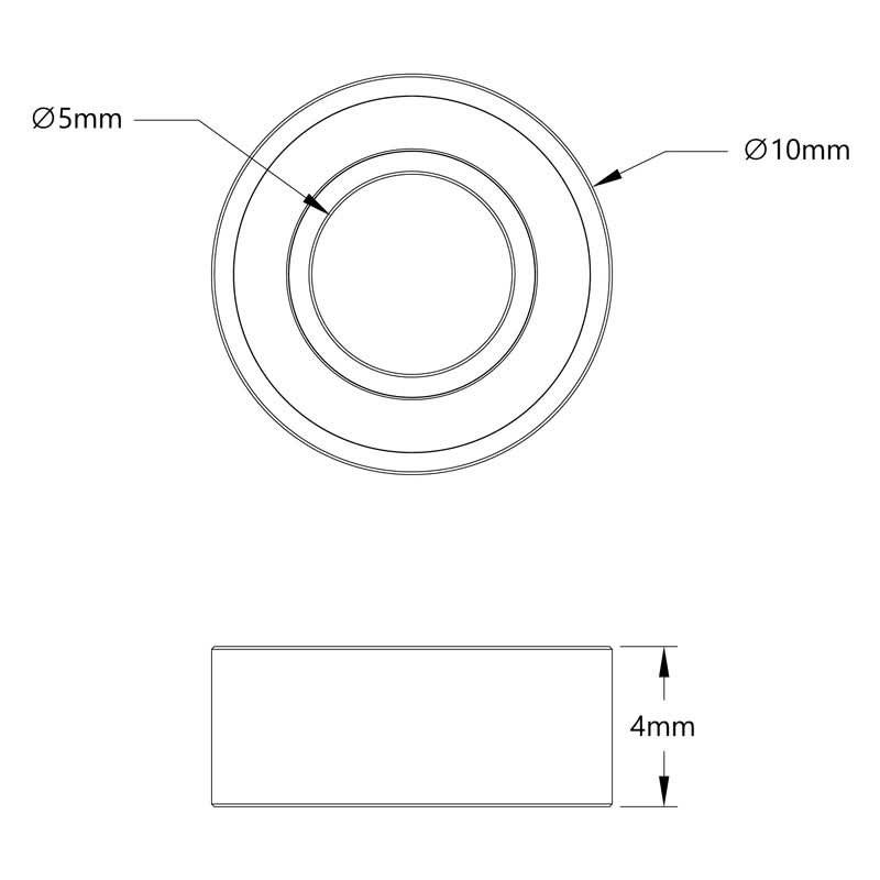 Rodamientos de Bola sin Brida de 5 mm DI x 10 mm DE Actobotics (2pzas) - Haga Clic para Ampliar