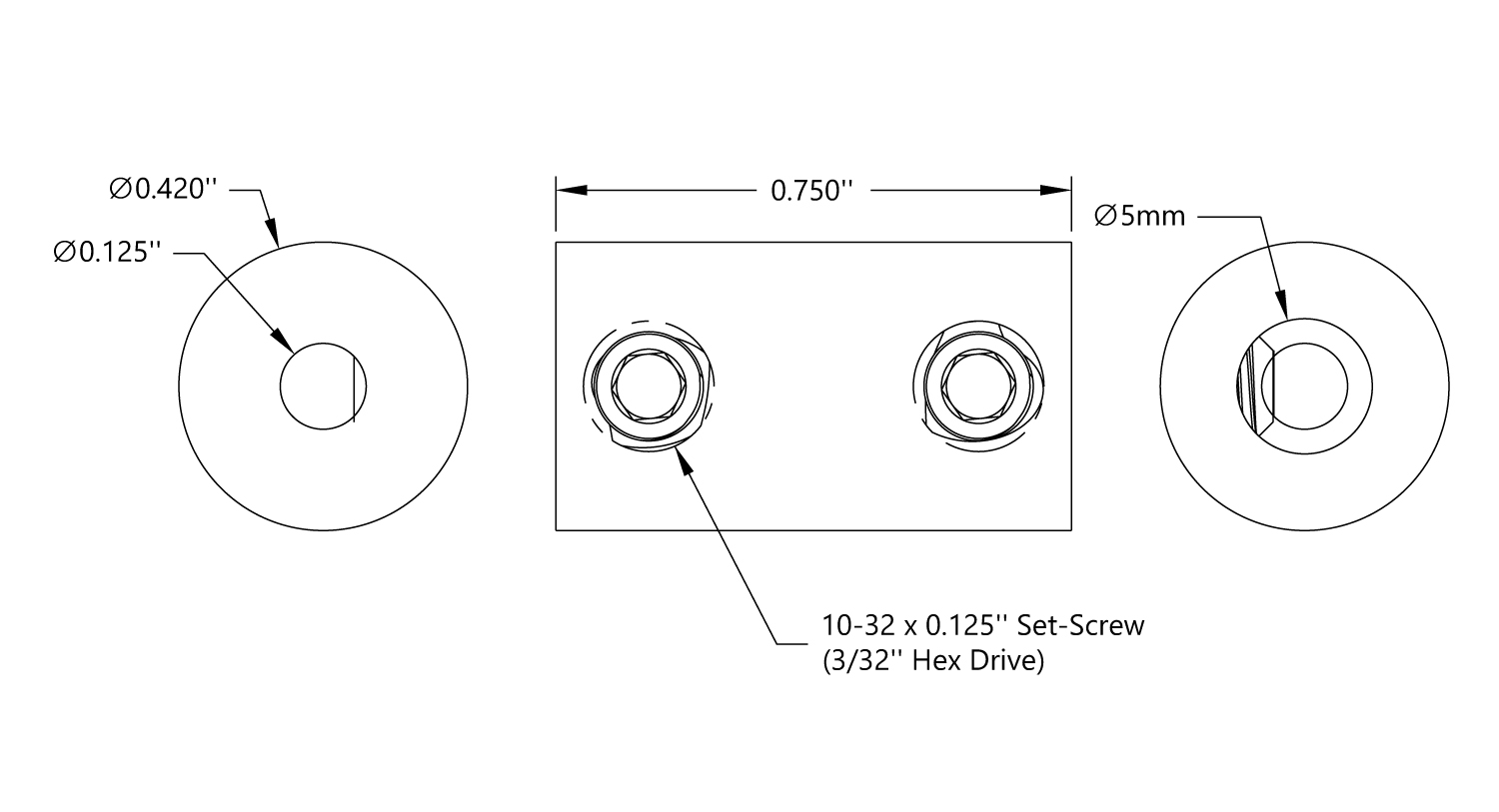  Actobotics Set Screw Shaft Coupler (1/8-Inch to 5mm) - Click to Enlarge