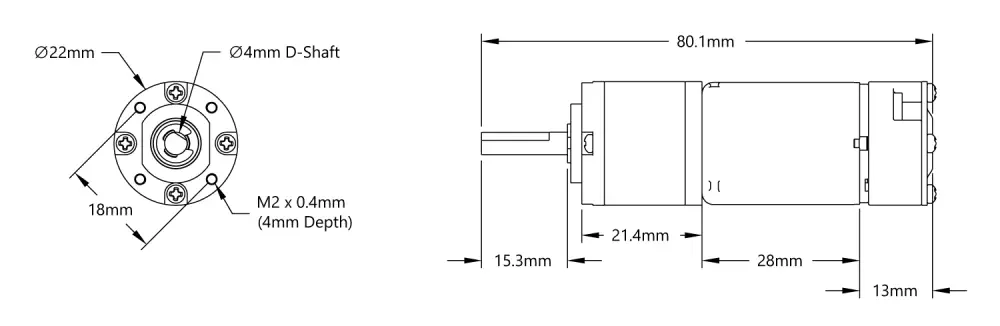 Motor de Engranajes Planetarios Premium de 350 RPM c/ Encoder - Haga Clic para Ampliar