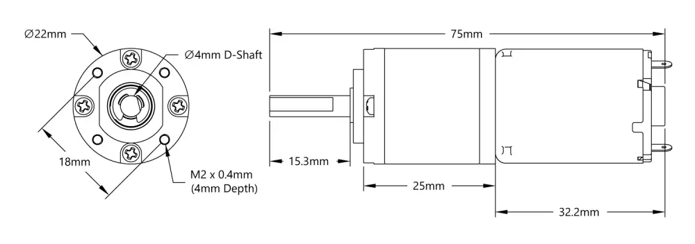 Motor de Engranajes Planetarios Premium de 32 RPM - Haga Clic para Ampliar