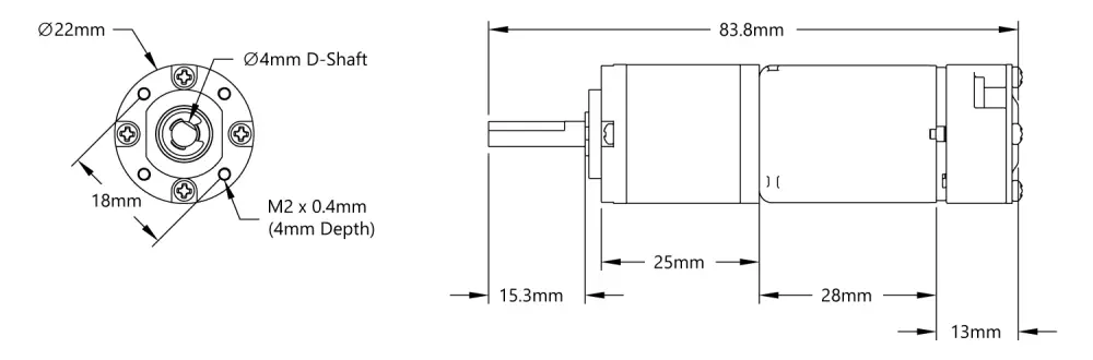 Motor de Engranajes Planetarios Premium de 52 RPM c/ Encoder - Haga Clic para Ampliar