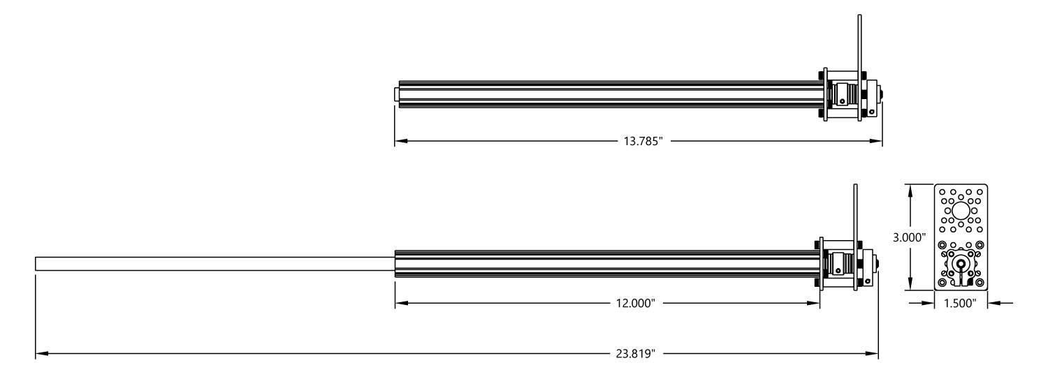 Kit de Actuador Lineal B (Extensión 10 pulg, Pistón c/ Diámetro Exterior 3/8 pulg) - Haga Clic para Ampliar