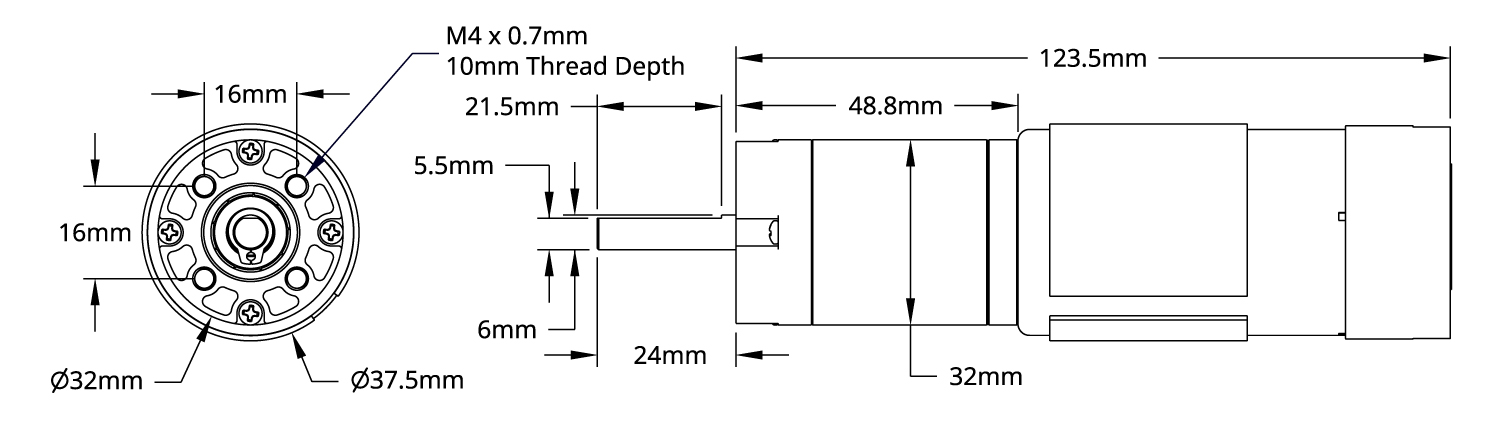 5202 Series Yellow Jacket Planetengetriebemotor (99,5: 1, 60 U/min, 3,3-5 V Encoder) - Zum Vergrößern klicken