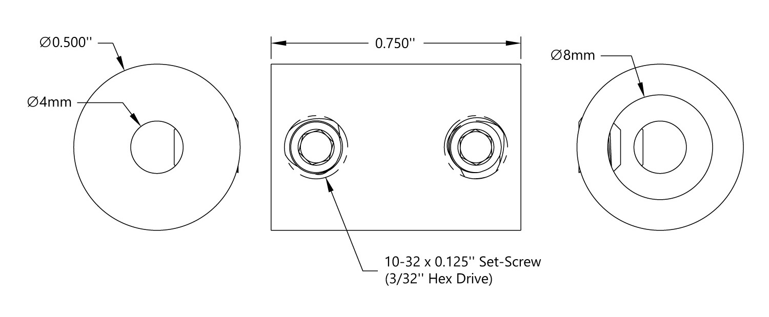 Acoplador de Eje de Tornillo de Fijación de 4 a 8 mm - Haga Clic para Ampliar