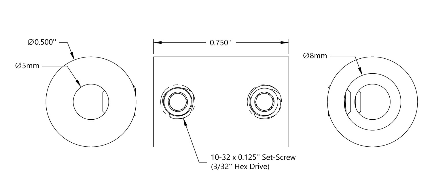Acoplador de Eje de Tornillo de Fijación de 5 a 8 mm - Haga Clic para Ampliar