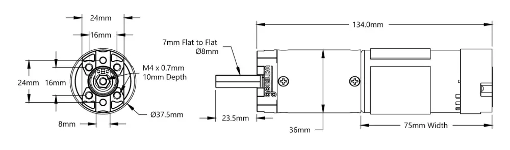 Moteur à engrenage planétaire à enveloppe jaune série 5203 (188:1, 30 tr/min, encodeur 3,3-5 V) - Cliquez pour agrandir