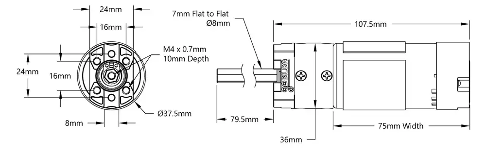 5204 Series Yellow Jacket Planetengetriebemotor (3,7:1, 1620 U/min, 3,3–5 V Encoder) - Zum Vergrößern klicken