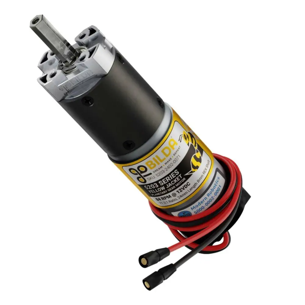 Moteur à engrenages planétaires à enveloppe jaune série 5203 (71,2: 1, 84 tr/min, encodeur 3,3-5 V)