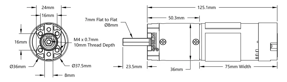 Motorreductor Planetario Yellow Jacket Serie 5203 (3,7:1, 1620RPM, Encoder 3,3-5V) Motorreductor Planetario Yellow Jacket Serie 5203 (3,7:1, 1620RPM, Encoder 3,3-5V) - Haga Clic para Ampliar