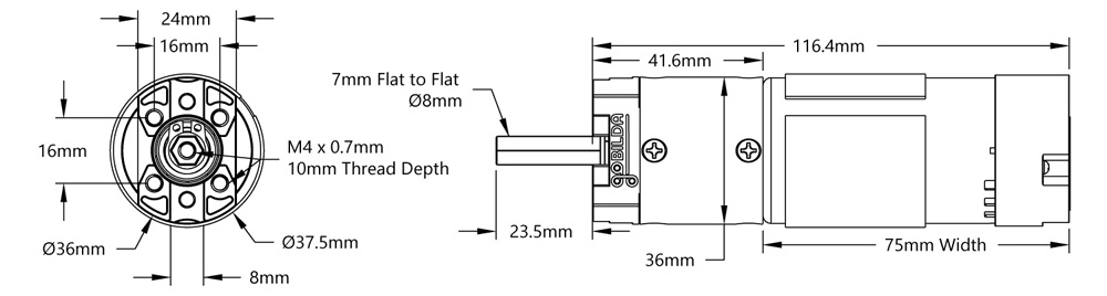 5203 Series Yellow Jacket Planetary Gear Motor (19.2:1, 312 RPM, 3.3-5V Encoder) - Click to Enlarge