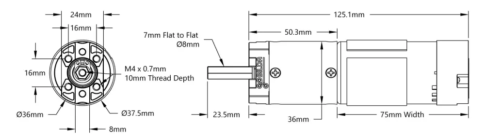 Motorreductor Planetario Yellow Jacket Serie 5203 (50,9:1, 117 RPM, Encoder 3,3-5V)) - Haga Clic para Ampliar